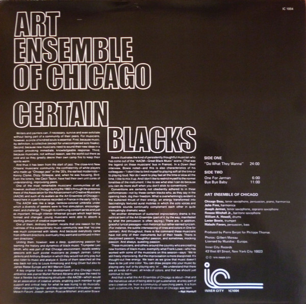 The Art Ensemble Of Chicago - Certain Blacks | Inner City Records (IC 1004) - 2