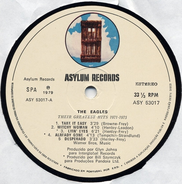 Eagles - Their Greatest Hits 1971-1975 | Asylum Records (ASY 53017) - 2