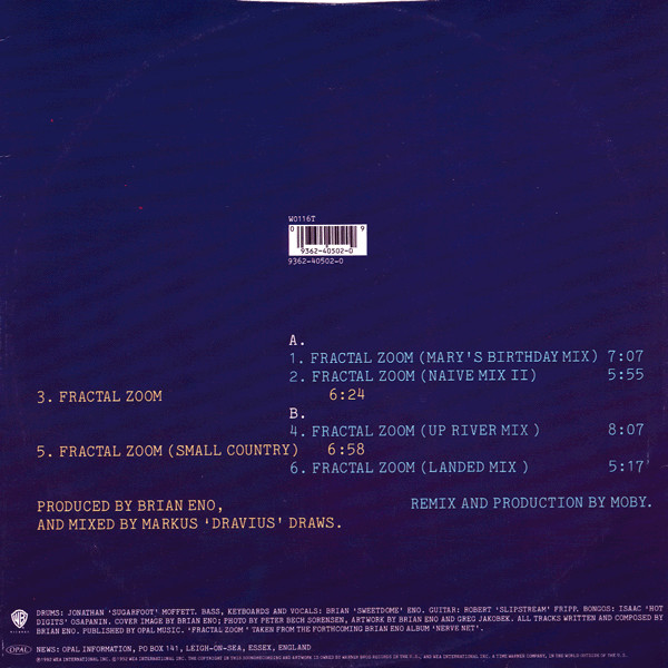 Brian Eno - Fractal Zoom | Warner Bros. Records (W0116T) - 2