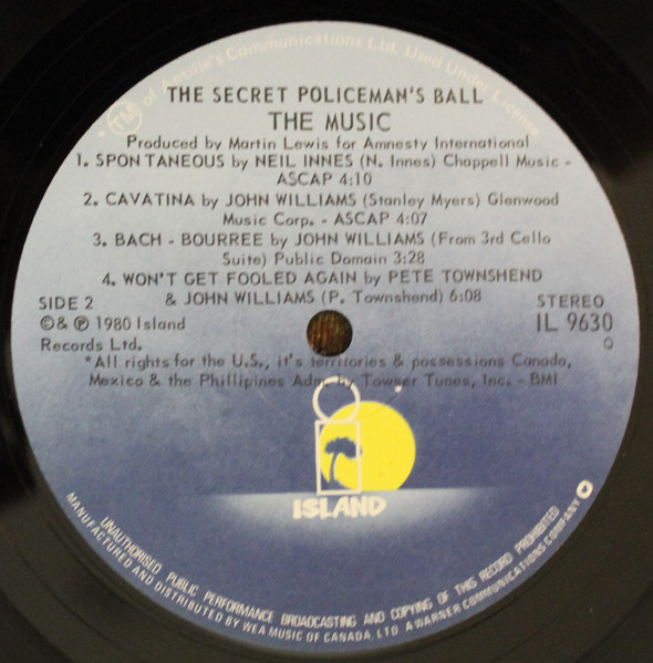 Various - The Secret Policeman's Ball - The Music | Island Records (IL 9630) - 4