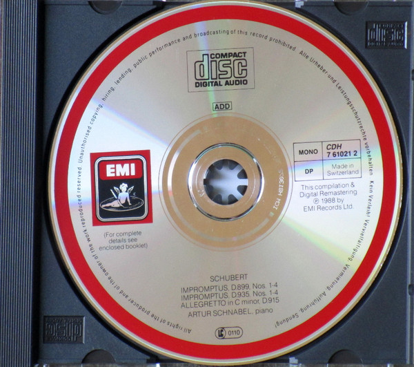 Franz Schubert - Artur Schnabel - Impromptus, D. 899 & D. 935 - Allegretto, D. 915 | Angel Records (CDH 7 61021 2) - 3