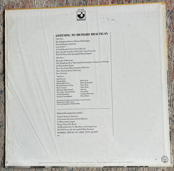 Richard Brautigan - Listening To Richard Brautigan | Harvest (ST-424) - 2 Richard Brautigan - Listening To Richard Brautigan | Harvest (ST-424) - 2