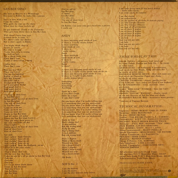 Frank Zappa And The Mothers - One Size Fits All | Discreet (DS 2216) - 3
