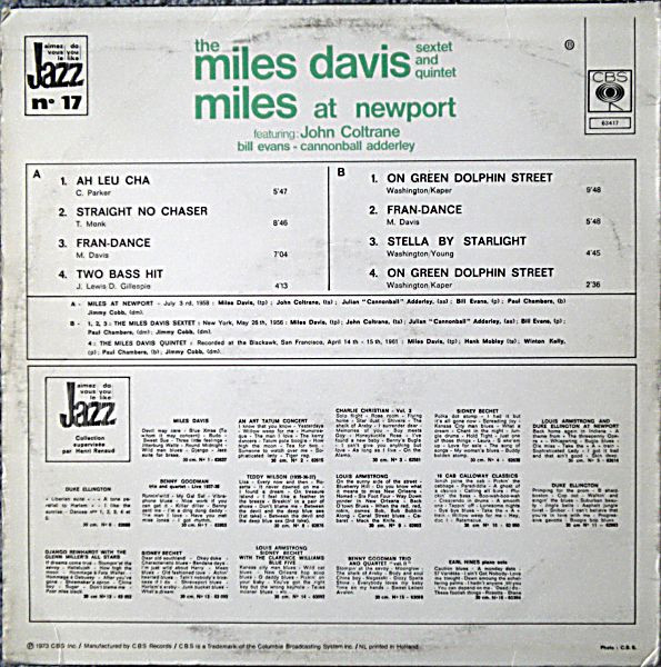 The Miles Davis Sextet / The Miles Davis Quintet - Miles At Newport | CBS (63417) - 2