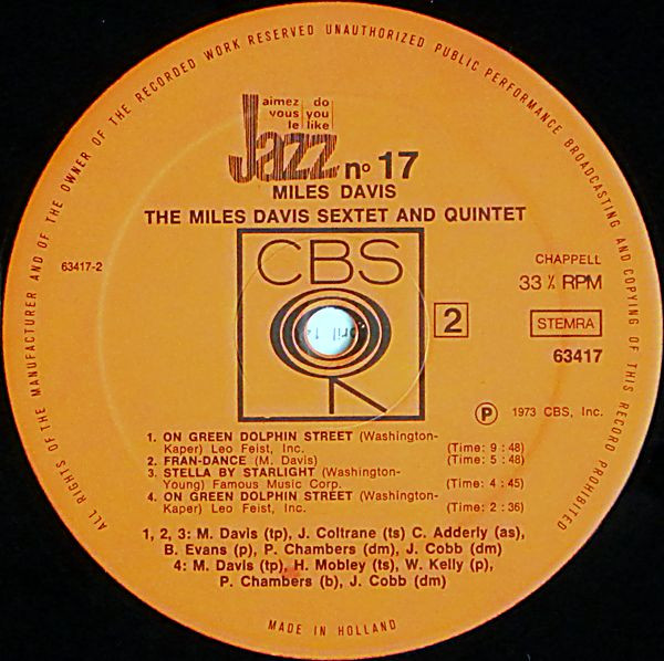 The Miles Davis Sextet / The Miles Davis Quintet - Miles At Newport | CBS (63417) - 4