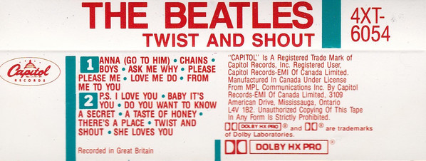 The Beatles - Twist And Shout [Cassette] | Capitol Records (4XT 6054) - 2