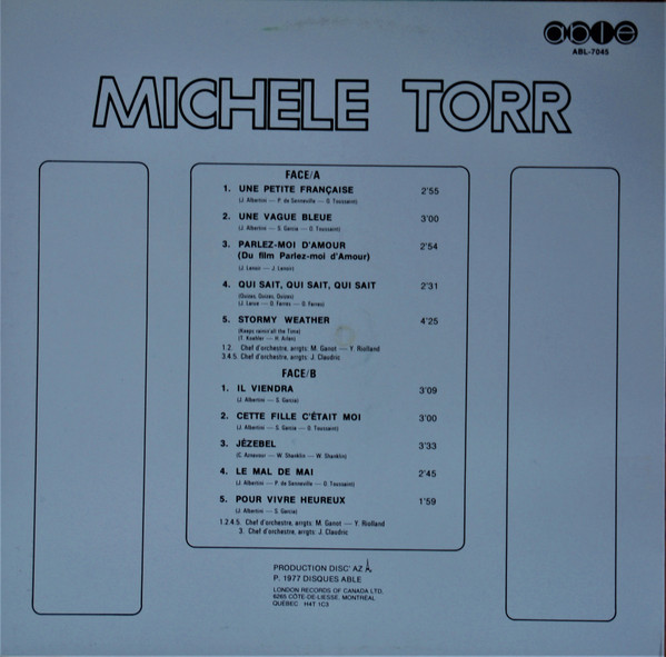 Michèle Torr - Une Petite Française - Eurovision 77 | Able (ABL-7045) - 2