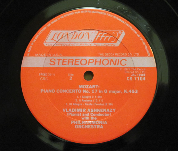 Wolfgang Amadeus Mozart - Vladimir Ashkenazy - Philharmonia Orchestra - Vladimir Ashkenazy Plays And Conducts Mozart Piano Concertos: No. 21 C In C Major K.467, No.17 In G Major K.453 | London Records (CS 7104) - 4 Wolfgang Amadeus Mozart - Vladimir Ashkenazy - Philharmonia Orchestra - Vladimir Ashkenazy Plays And Conducts Mozart Piano Concertos: No. 21 C In C Major K.467, No.17 In G Major K.453 | London Records (CS 7104) - 4