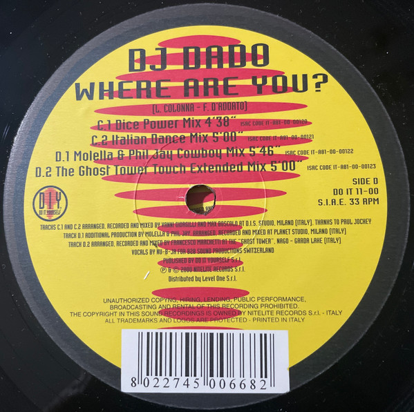 DJ Dado - Where Are You? | Do It Yourself Entertainment (DO IT 11-00) - 4 DJ Dado - Where Are You? | Do It Yourself Entertainment (DO IT 11-00) - 4