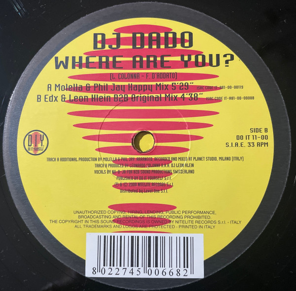 DJ Dado - Where Are You? | Do It Yourself Entertainment (DO IT 11-00) - 2 DJ Dado - Where Are You? | Do It Yourself Entertainment (DO IT 11-00) - 2