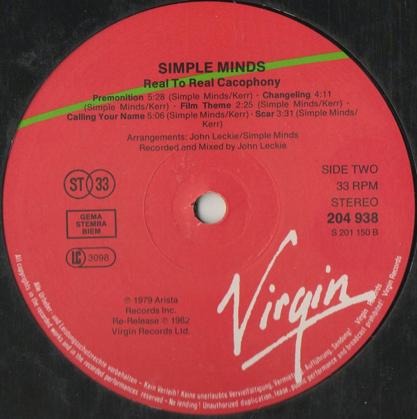 Simple Minds - Real To Real Cacophony | Virgin (204 938) - 4 Simple Minds - Real To Real Cacophony | Virgin (204 938) - 4