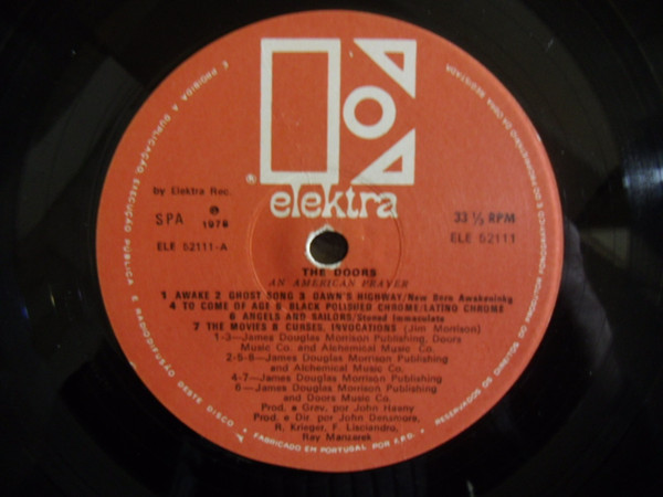 Jim Morrison Music By The Doors - An American Prayer | Elektra (ELE 52111) - 3 Jim Morrison Music By The Doors - An American Prayer | Elektra (ELE 52111) - 3