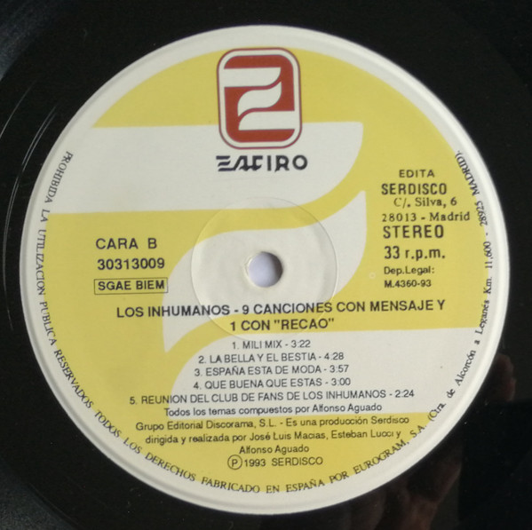Los Inhumanos - 9 Canciones Con Mensaje Y Una Con "Recao" | Zafiro (30313009) - 4 Los Inhumanos - 9 Canciones Con Mensaje Y Una Con "Recao" | Zafiro (30313009) - 4