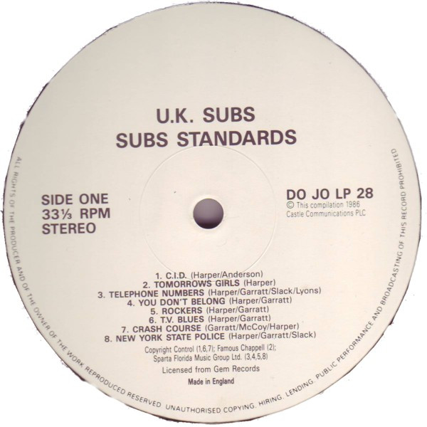 UK Subs - Subs Standards | Dojo (DOJOLP 28) - 3 UK Subs - Subs Standards | Dojo (DOJOLP 28) - 3