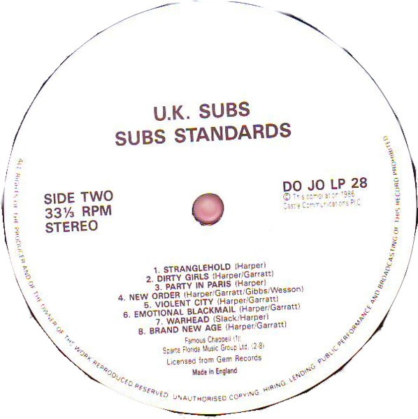 UK Subs - Subs Standards | Dojo (DOJOLP 28) - 4 UK Subs - Subs Standards | Dojo (DOJOLP 28) - 4