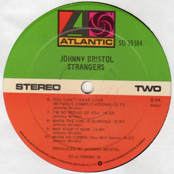 Johnny Bristol - Strangers | Atlantic (SD 19184) - 4