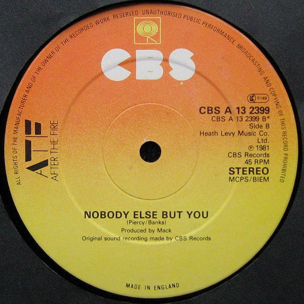 After The Fire - Der Kommissar / Nobody Else But You | CBS (CBS A 13 2399) - 2