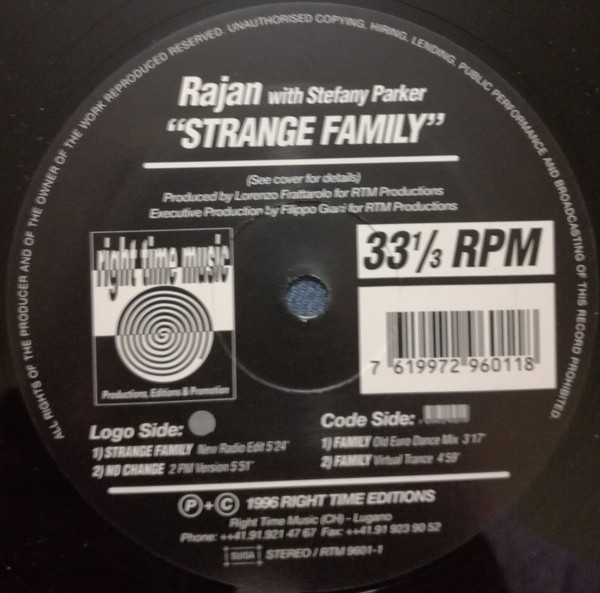 Rajan with Stefany Parker - Strange Family | Right Time Music (RTM 9601-1)