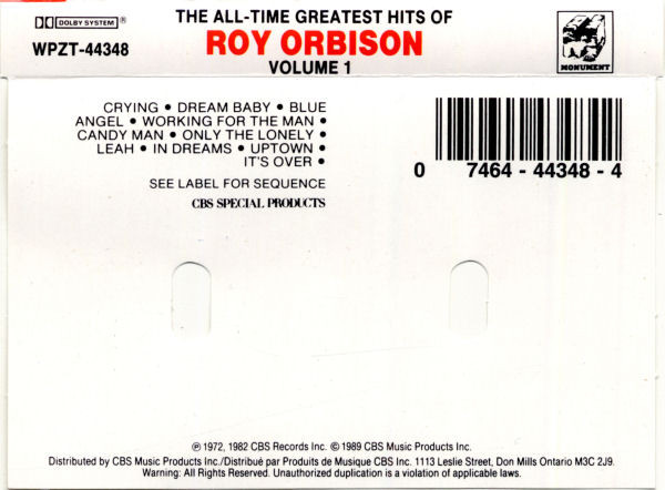 Roy Orbison - The All-Time Greatest Hits Of Roy Orbison Volume One | Monument (WPZT-44348) - 2 Roy Orbison - The All-Time Greatest Hits Of Roy Orbison Volume One | Monument (WPZT-44348) - 2
