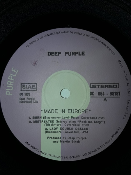 Deep Purple - Made In Europe | Purple Records (3C 064-98181) - 4