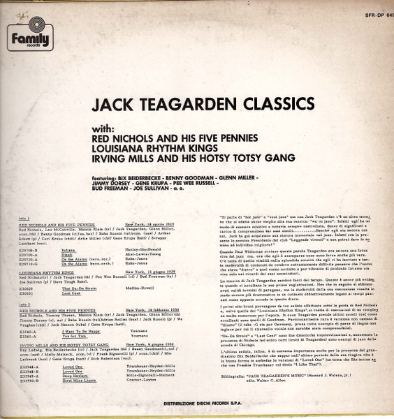 Jack Teagarden , Red Nichols And His Five Pennies , Louisiana Rhythm Kings , Irving Mills And His Hotsy Totsy Gang - Jack Teagarden Classic | Family Records (SFR-DP 649) - 2 Jack Teagarden , Red Nichols And His Five Pennies , Louisiana Rhythm Kings , Irving Mills And His Hotsy Totsy Gang - Jack Teagarden Classic | Family Records (SFR-DP 649) - 2