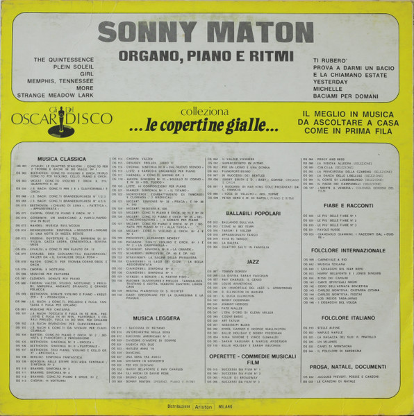 Sonny Maton - Organo, Piano E Ritmi | Gli Oscar Del Disco (OS 059) - 2 Sonny Maton - Organo, Piano E Ritmi | Gli Oscar Del Disco (OS 059) - 2