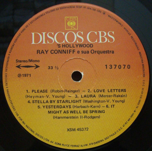 Ray Conniff & His Orchestra - 'S Hollywood | CBS (137070) - 3