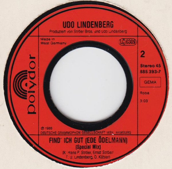 Udo Lindenberg - Find' Ich Gut (Ede Ödelmann) | Polydor (885 393-7) - 4
