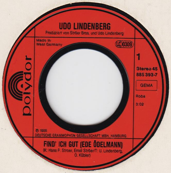 Udo Lindenberg - Find' Ich Gut (Ede Ödelmann) | Polydor (885 393-7) - 3