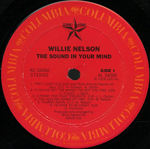 Willie Nelson - The Sound In Your Mind | Columbia (KC 34092) - 3