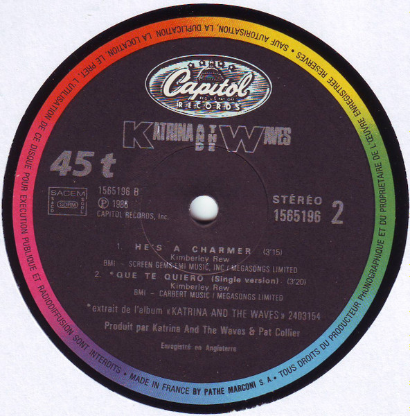 Katrina And The Waves - Que Te Quiero (Kay-tay-key-aero) (Dance Mix) | Capitol Records (1565196) - 4 Katrina And The Waves - Que Te Quiero (Kay-tay-key-aero) (Dance Mix) | Capitol Records (1565196) - 4