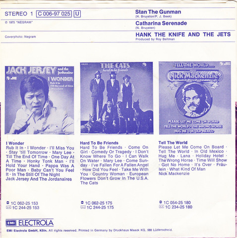 Hank The Knife And The Jets - Stan The Gunman | EMI (1C 006-97 025) - 2 Hank The Knife And The Jets - Stan The Gunman | EMI (1C 006-97 025) - 2