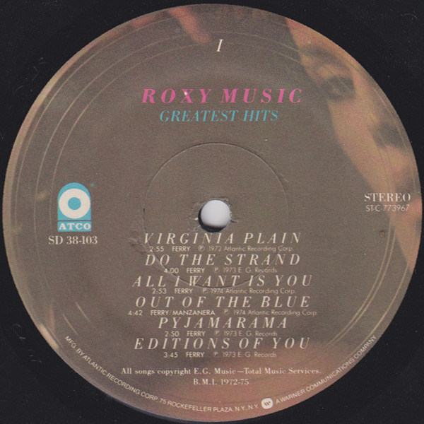Roxy Music - Greatest Hits | ATCO Records (SD 38-103) - 3 Roxy Music - Greatest Hits | ATCO Records (SD 38-103) - 3