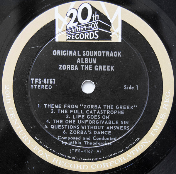 Mikis Theodorakis - Zorba The Greek (Original Soundtrack) | 20th Century Fox Records (TFS 4167) - 3