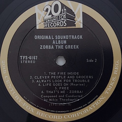 Mikis Theodorakis - Zorba The Greek (Original Soundtrack) | 20th Century Fox Records (TFS 4167) - 4