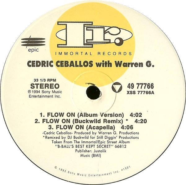 Cedric Ceballos With Warren G / Dana Barros - Flow On / Check It | Immortal Records (49 77766) - 3