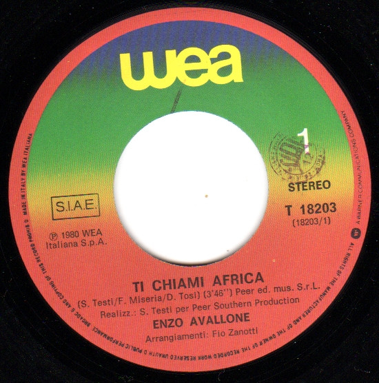 Enzo Avallone - Ti Chiami Africa | WEA (T 18203) - 3
