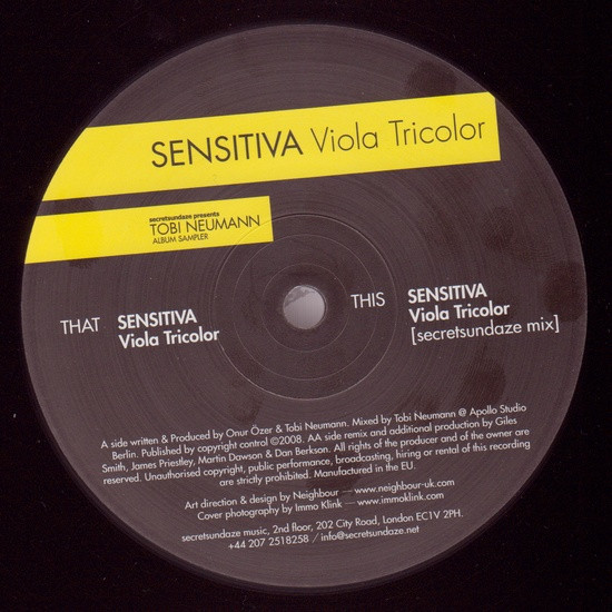 Sensitiva - Viola Tricolor Album Sampler | Secretsundaze (SSP12001) - 2 Sensitiva - Viola Tricolor Album Sampler | Secretsundaze (SSP12001) - 2