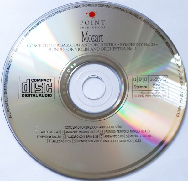 Wolfgang Amadeus Mozart - Concerto For Bassoon And Orchestra / Symphony Nº 25 / Rondo For Violín And Orchestra Nº 1 | Point Classics (2650552) - 3