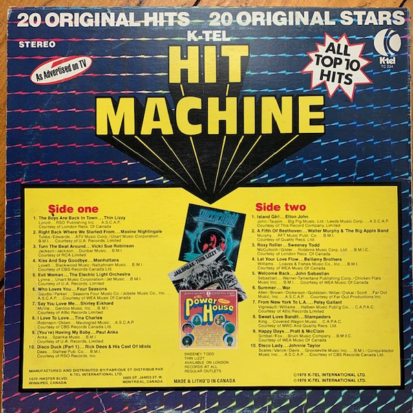 Various - Hit Machine [Vinyl] | K-Tel (TC-234) - 2