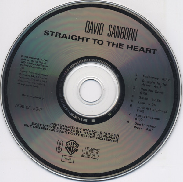 David Sanborn - Straight To The Heart | Warner Bros. Records (7599-25150-2) - 3