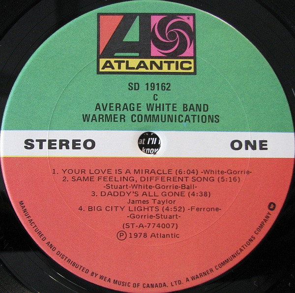 Average White Band - Warmer Communications | Atlantic (SD 19162) - 3