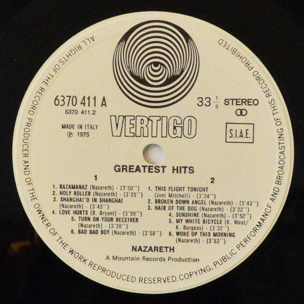 Nazareth - Greatest Hits | Vertigo (6370 411 A) - 3