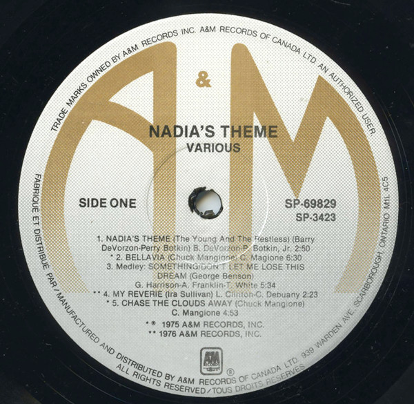 Various - Nadia's Theme (The Young And The Restless) | A&M Records (SP-69829) - 3 Various - Nadia's Theme (The Young And The Restless) | A&M Records (SP-69829) - 3