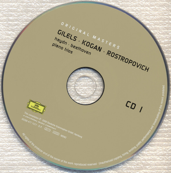 Joseph Haydn • Ludwig van Beethoven • Robert Schumann • Gabriel Fauré , Mstislav Rostropovich , Emil Gilels , Leonid Kogan - Piano Trios • Piano Quartet CD | Deutsche Grammophon (477 7476) - 3
