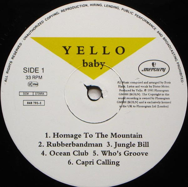 Yello - Baby | Mercury (848 791-1) - 3