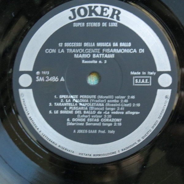 Mario Battaini - 12 Successi Della Musica Da Ballo Con La Travolgente Fisarmonica Di Mario Battaini - Raccolta N.3 | Joker (SM 3486) - 3