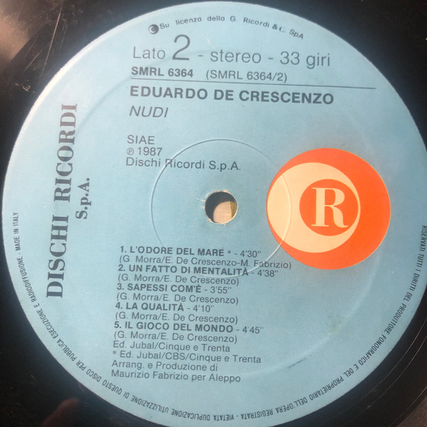 Eduardo De Crescenzo - Nudi | Ricordi (SMRL 6364) - 4
