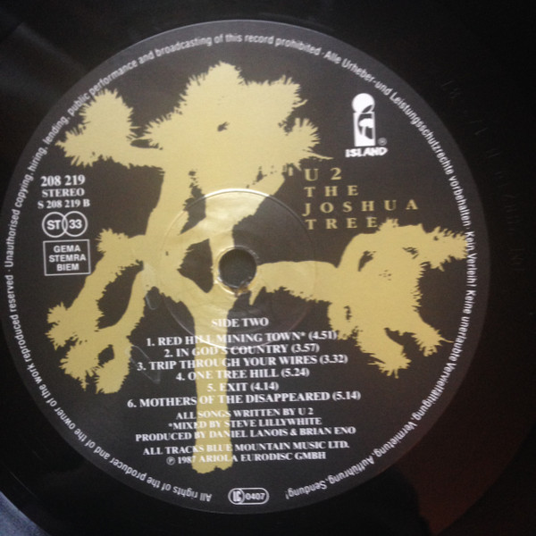 U2 - The Joshua Tree | Island Records (208 219) - 4 U2 - The Joshua Tree | Island Records (208 219) - 4
