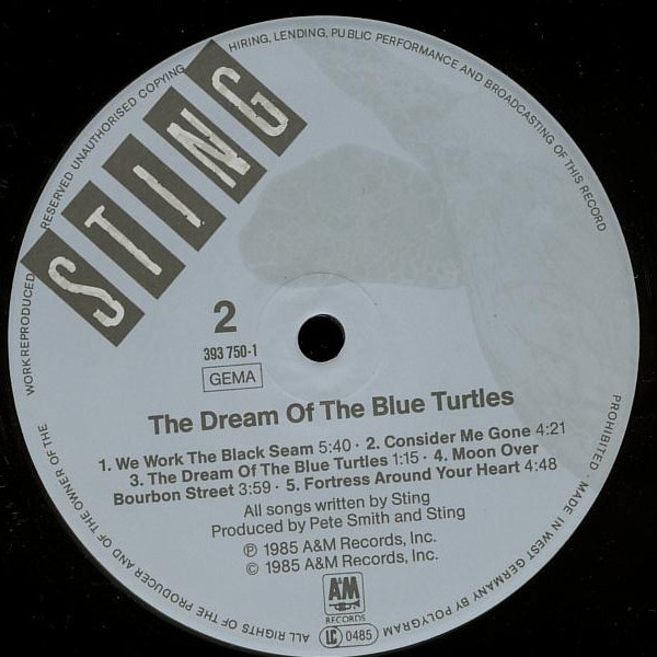 Sting - The Dream Of The Blue Turtles | A&M Records (393 750-1) - 4 Sting - The Dream Of The Blue Turtles | A&M Records (393 750-1) - 4